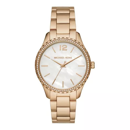 Reloj Michael Kors Layton Original Para Dama E-watch Color de la correa Dorado