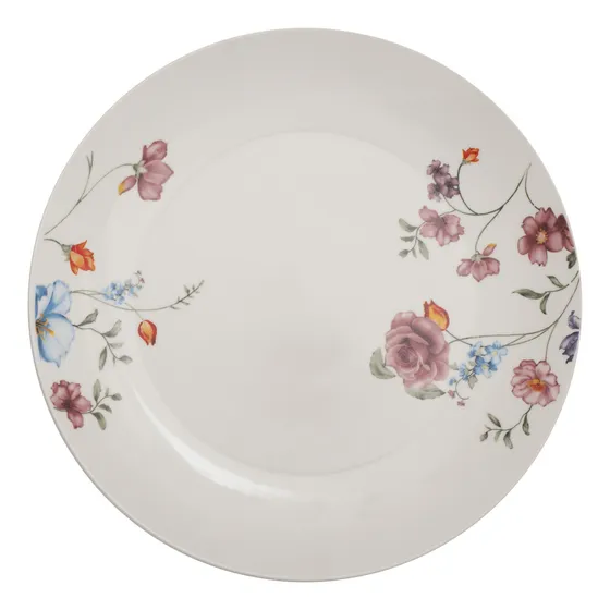 12 Platos Trinche De Cerámica Floreados Glazé Color Rosa Martina Trinche