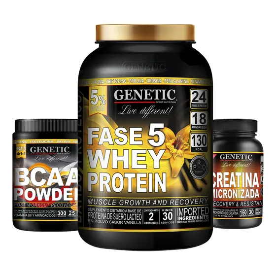 Crecimiento Muscular Creatina Proteína Aminos Bcaa Genetic