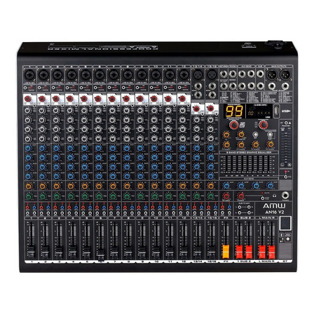 Amw An16 V2 Mesa De Som 16 Canais 4 Aux Rec Bt Interface Cinza-escuro Amw An16 V2 Mesa De Som 16 Canais 4 Aux Rec Bt Interface Cinza-escuro