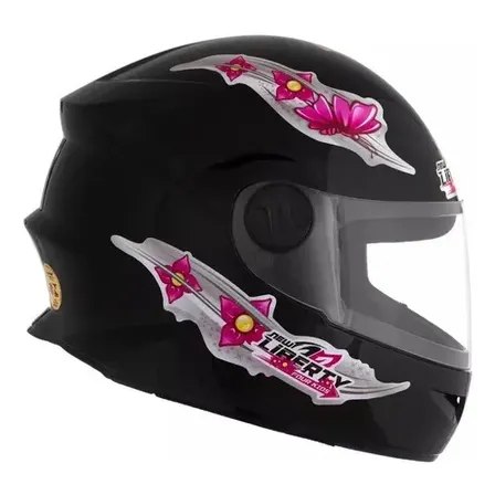 Capacete Moto Infantil Protork Liberty4 Kids Girls 54 Menina cor preto