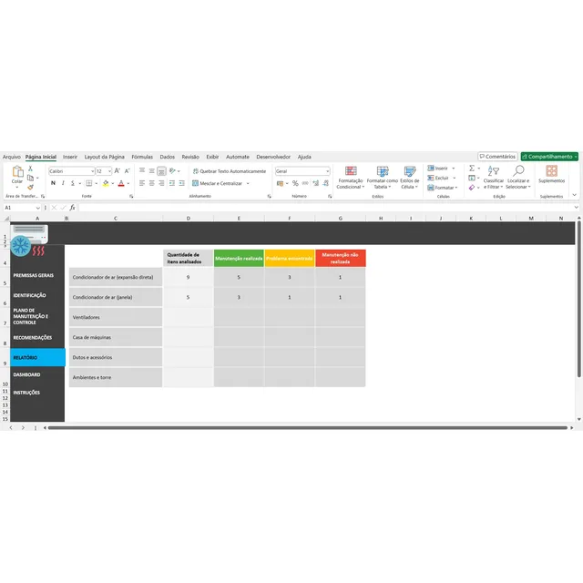 Planilha Pmoc - Controle De Manutenção De Ar Condicionado