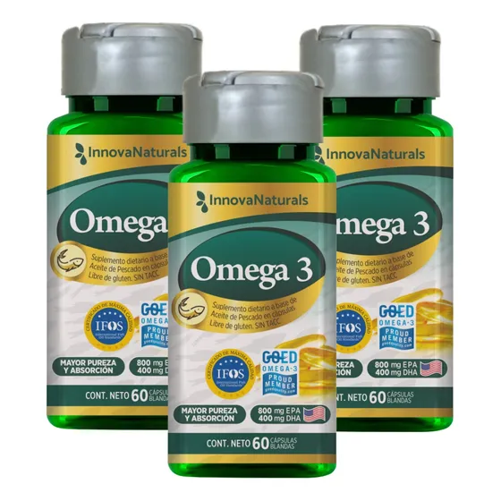 InnovaNaturals Omega 3 Cápsulas blandas - Pack de 3 frascos de 60 U