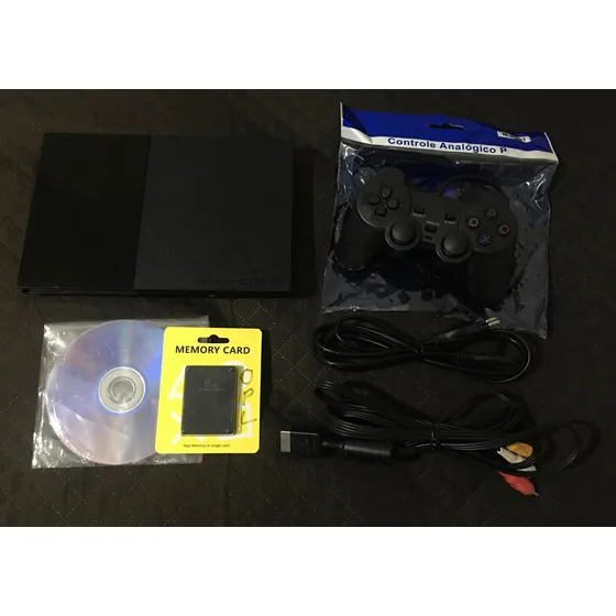 * Funcionando Usado* Playstation 2 Slim Com Cabo Av Original E Acessórios Novos - Ps2 - Play 2