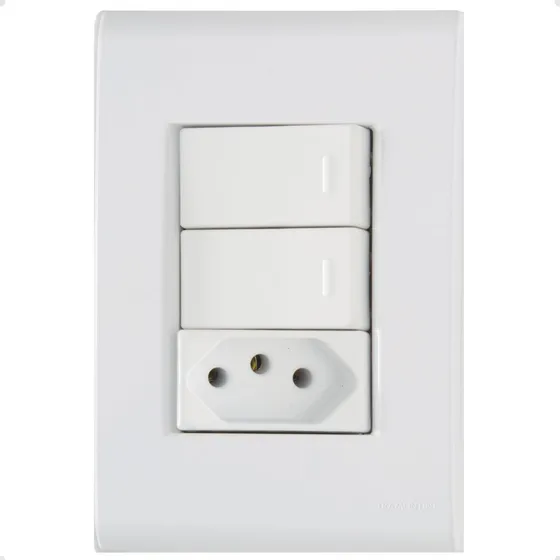 Interuptor Liz 2 Simples + Tomada 10a Tramontina Cor Branco