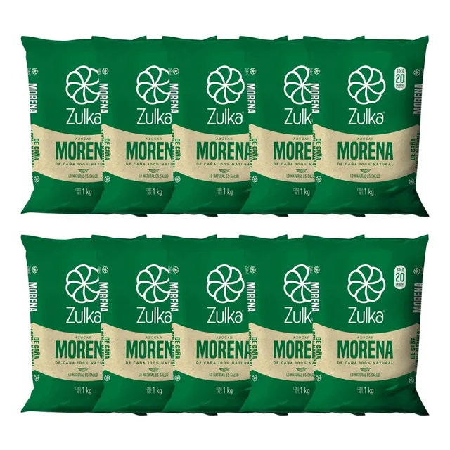 10pz Azucar Morena Zulka 10kg Caña 100% Origen Natural Bolsa
