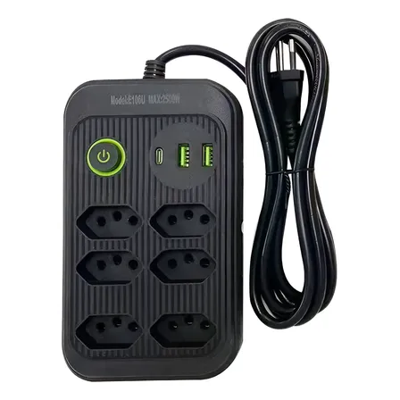 Extensão 6 Tomadas E 2 Usb 1 Pd Led Bivolt Power