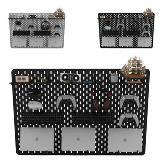 Pegboard G Premium Mdf Setup Gamer Home Office Branco Preto Pegboard G Premium Mdf Setup Gamer Home Office Branco Preto