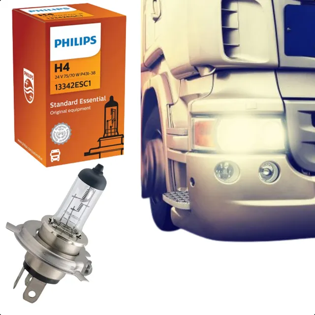 Par Lâmpadas Farol Caminhão H4 24v 70/75w Original Philips