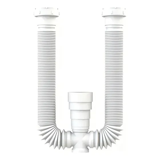 Sifão Sanfonado 2 Saídas Flex Branco Pia Banheiro Cozinha
