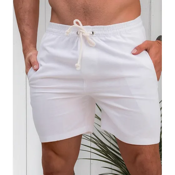 Short Masculino Bermuda Visco Linho Com Bolso