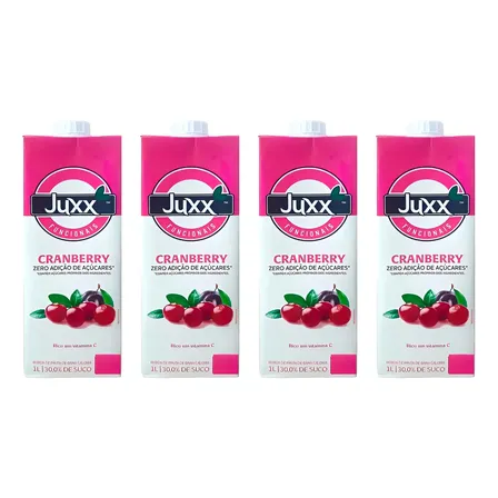 Suco Juxx 1l - Cranberry Zero - 4 Unidades