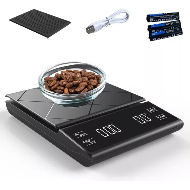 Báscula Para Casa Digital Gramera Cronómetro Para Cocinar Gitifo De Recargable Por Usb 3kg/0.1g Color Negro