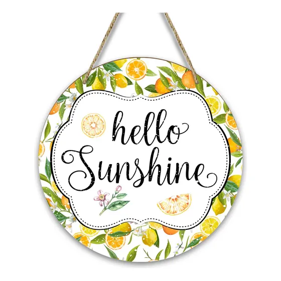 Hola Sol Limon Verano Puerta Decoracion Signo Cocina Para