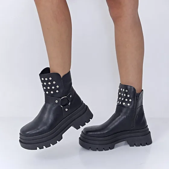 Bota Mujer Borcego Urbanas Tachas