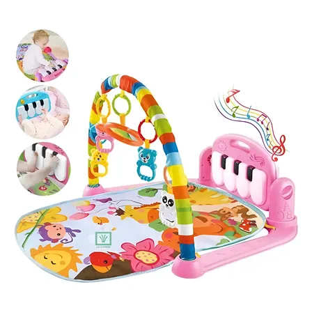 Gimnasio Piano Manta Con Sonajeros Para Bebe Color Verde Color Rosa