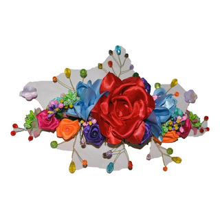 Tocado Mexicano Fiesta Flores Rosas Frida Tocado Mexicano Fiesta Flores Rosas Frida