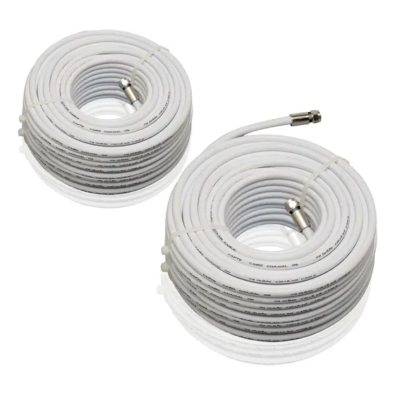 Kit 02 Rolos De 25 Metros Cabo Coaxial Rg6 Conector Crimpado
