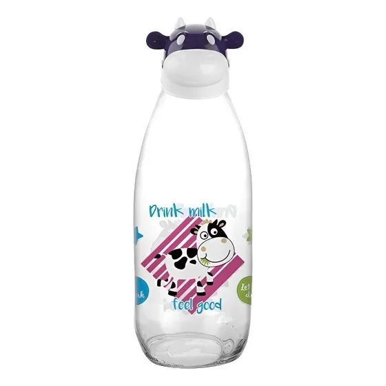 Botella Para Leche Cow / 1 Litro / Titiz Color Morado Con Blanco