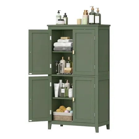 Armário Multiuso com Prateleiras Ajustáveis, Gabinete de Cozinha para Banheiro, 4 Portas, 30x60x110 cm