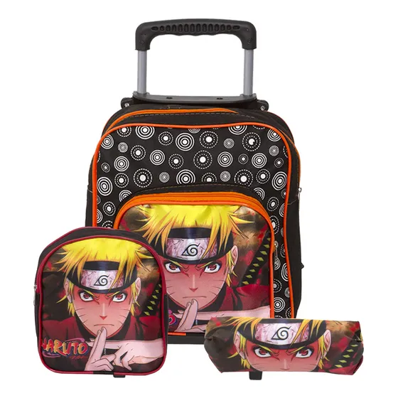 Kit Mochila Infantil Rodinha Naruto Pre Escola Resistente