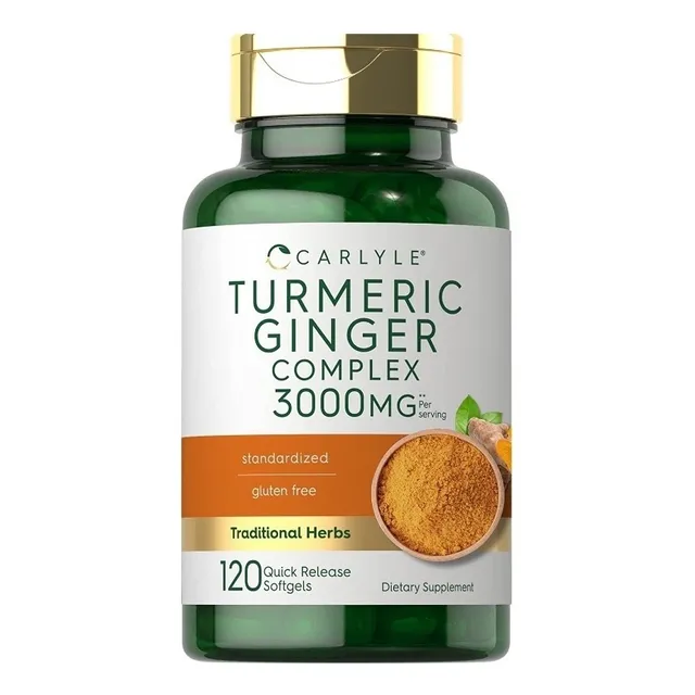 Complejo De Jengibre Y Cúrcuma 2250 Mg Carlyle 120 Capsulas Sabor Turmeric Ginger