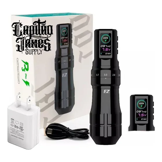 Máquina De Tatuagem Pen Ez P3 Pro Cor Preta
