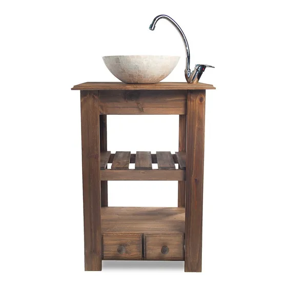 Combo  Travertino Griferia Vanitory 55cm Baño Ofertazo