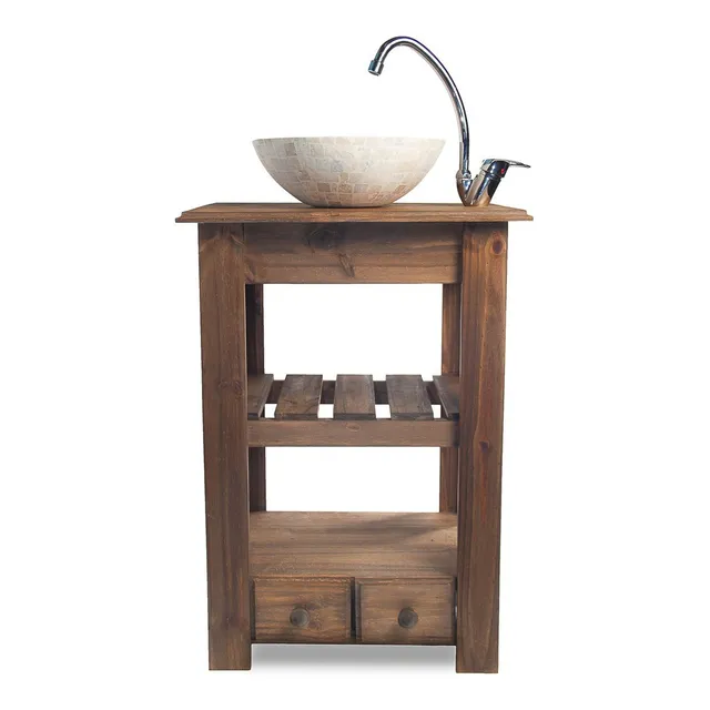 Combo  Travertino Griferia Vanitory 55cm Baño Ofertazo