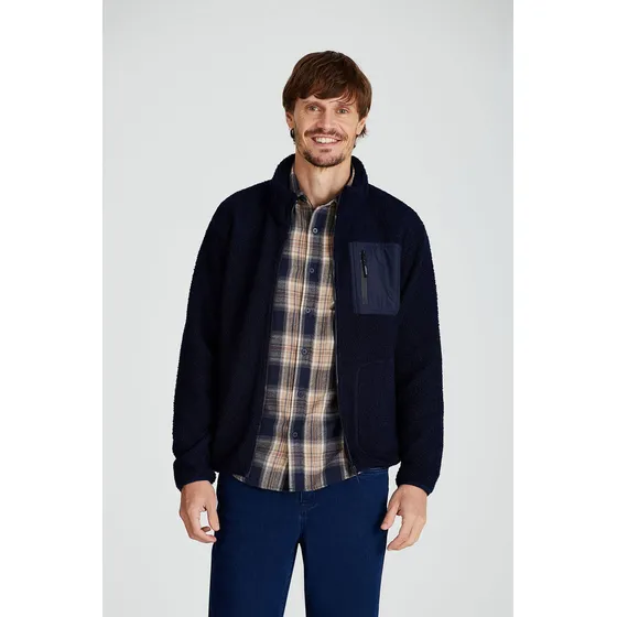 Campera Macowens Sherpa Azul Marino Hombre 01073001