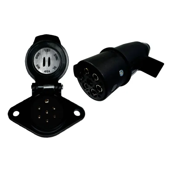 Tomada Engate (macho+femea) Redonda 7 Polos Polarizada Nylon