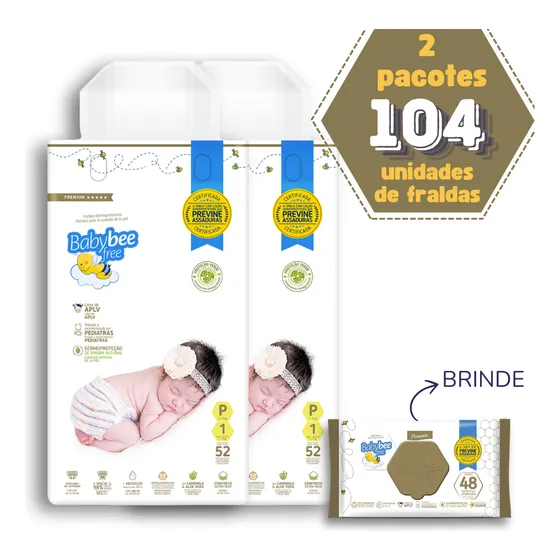 Kit Fralda Babybee Free Dermo + Toalhinha 1 Unid.