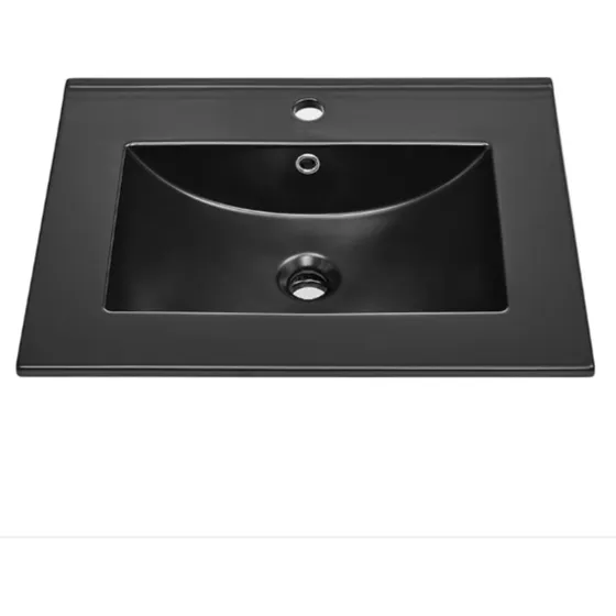 Bacha De Baño Encimera Sobreponer Loza Negro Mate 60x46