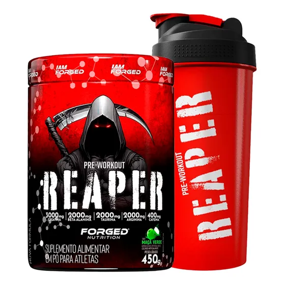 Pré Treino Reaper 2.0 450g Alta Performance Creatina, Beta Alanina, Cafeína, Arginina, Tirosina Sabor Maçã Verde - Forged Nutrition