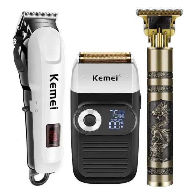 Kit De Máquina De Afeitar Recargable Kemei Profesional