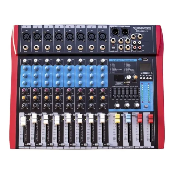 Mesa De Som Soundvoice Ms 802 Eux 8 Canais