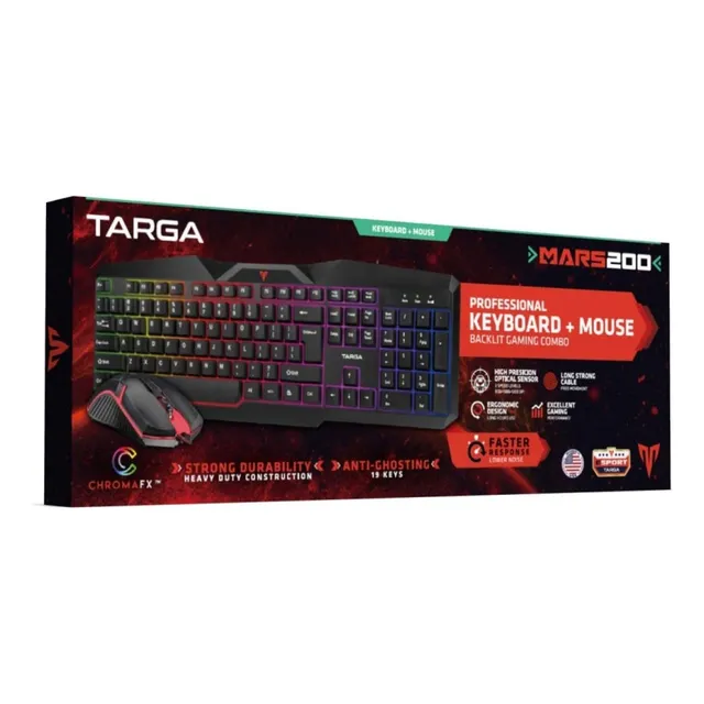 Kit Teclado Mouse Gamer Targa Mars 200 Led Anti Ghosting