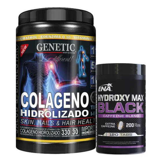 Quemador Hydroxy Black Colágeno Resveratrol Q10 Vits Genetic Sabor Naranja