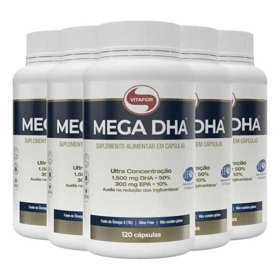 Kit 5 Mega Dha Vitafor 120 Cápsulas Sem Sabor