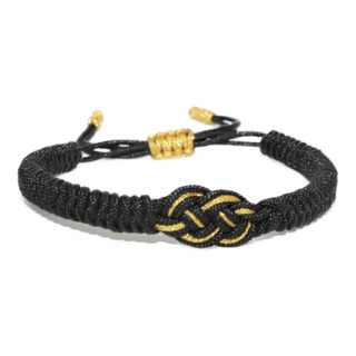 Bonita Pulsera Nudo Tibetano Negro Infinito Con Dorado B204 Bonita Pulsera Nudo Tibetano Negro Infinito Con Dorado B204