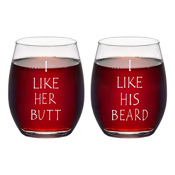 Futtumy Juego Copa Vino Tallo Para Pareja I Like His Beard