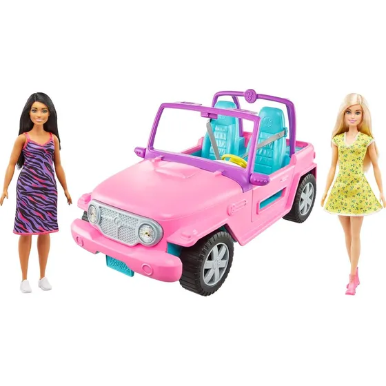 Barbie Muñeca Con Jeep ( Incluye 2 Muñecas ) Para Niñas