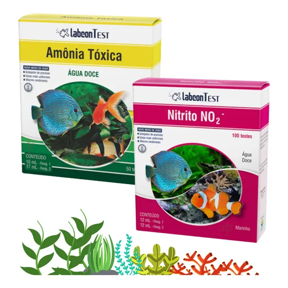 Kit Testes Amônia Tóxica Doce E Nitrito No2 Nh3 Alcon Labcon