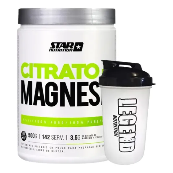 Citrato De Magnesio En Polvo 500g Star Nutrition+vaso Legend