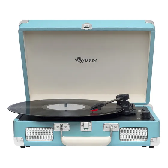 Vitrola Raveo Sonetto Chrome Retrô Toca Discos Vinil Ligth Cor Azul 127/220V