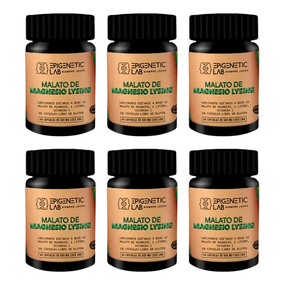 Malato De Magnesio Lysine X 60 Capsulas X 6 Potes