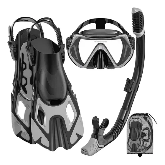 Aletas Natacion Gafas Buceo Set Snorkel Material Flexible