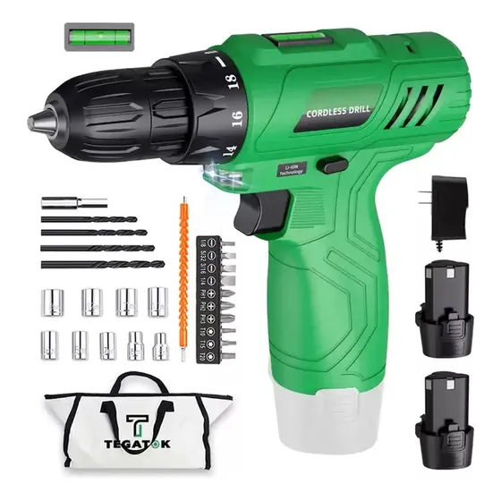 Taladro Atornillador Recargable 12v 2 Baterias Marca Tegatok