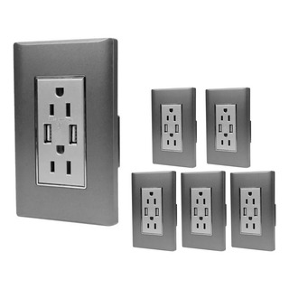6pack Megaluz Contacto Placa Duplex Doble Entrada Usb 6pack Megaluz Contacto Placa Duplex Doble Entrada Usb