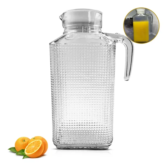 Jarra Vidro Para Suco Agua Tampa Transparente 1,8 Litros